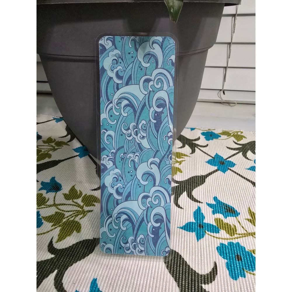 Blue Wave Pattern Laminated Bookmark